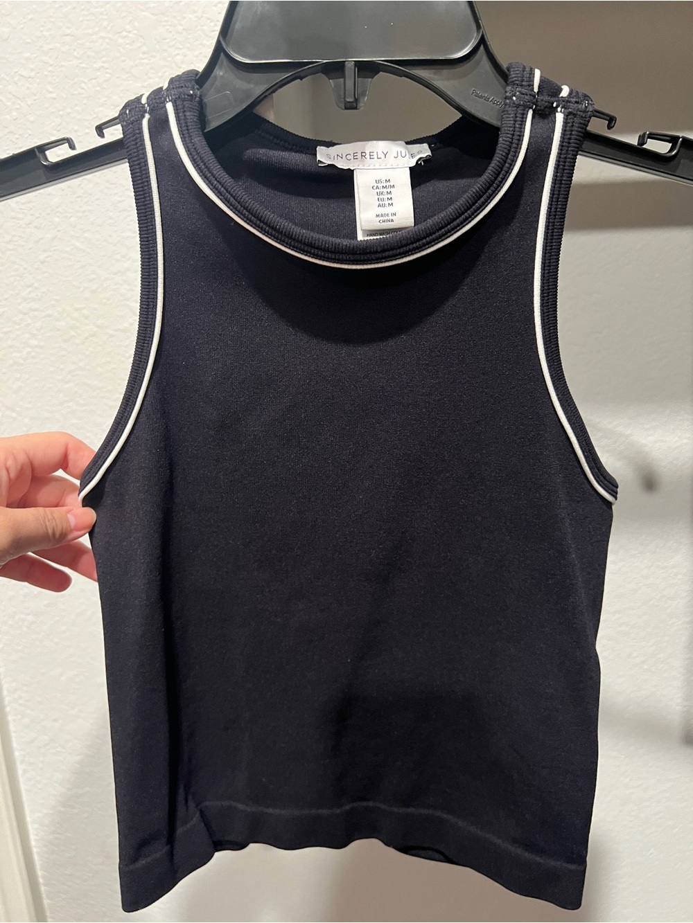 Sincerely Jules Black Tank with White Trim